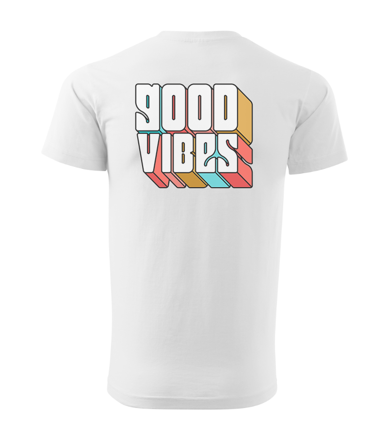 A mai pólóm - Férfi fehér póló - Good Vibes mintával a hátán!