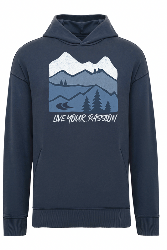 Live your passion - Koptatott Navy Blue - Oversize hoodie - Férfi