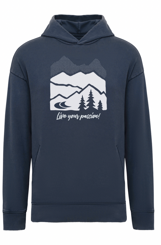 Live your passion - Koptatott Navy Blue - Oversize hoodie - Férfi
