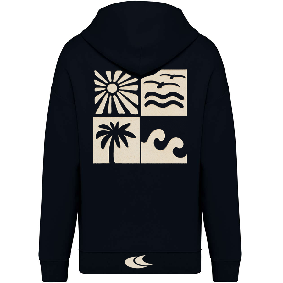 4 elem - Oversize Hoodie - Fekete - Férfi